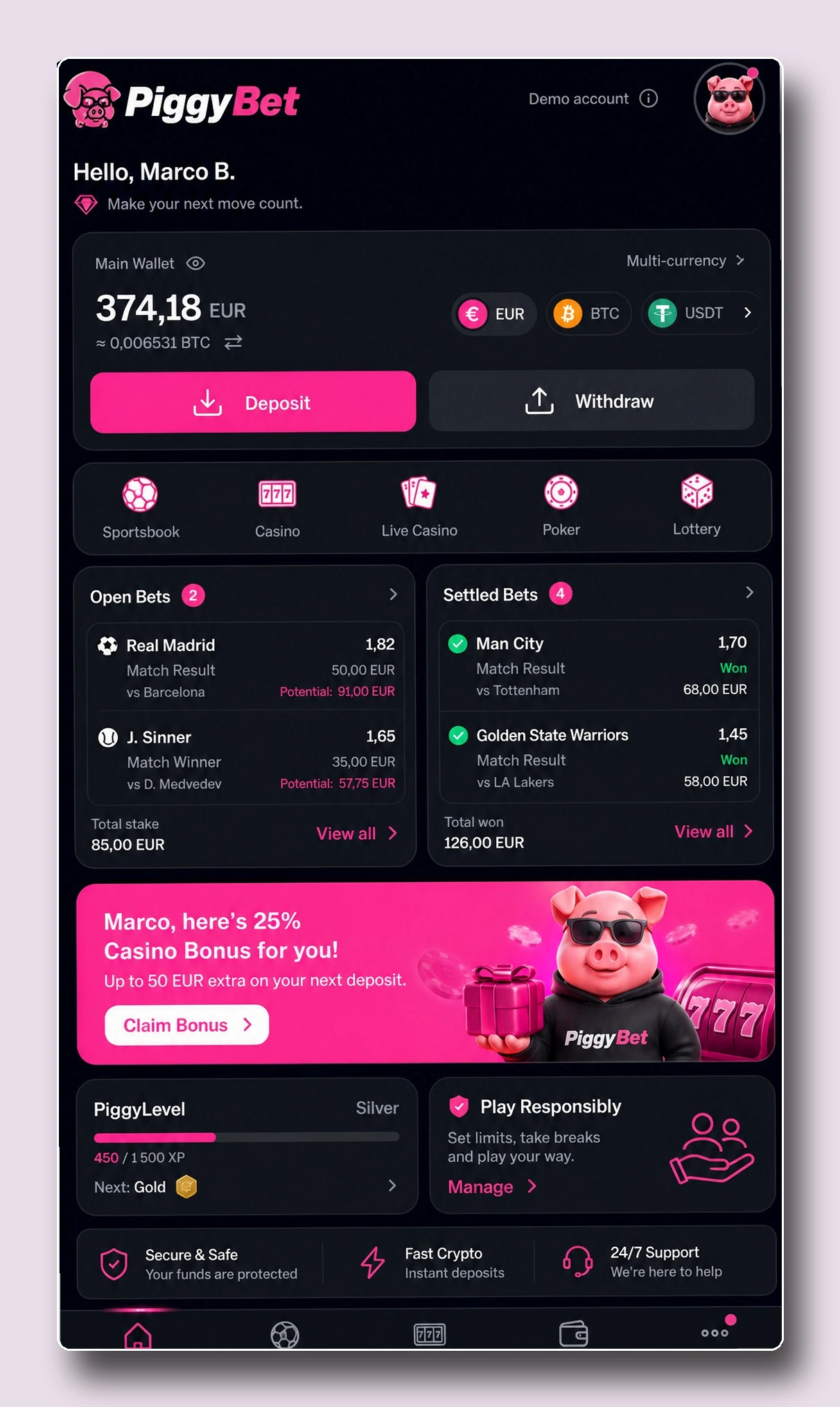 PiggyBet — casas de apuestas internacionales